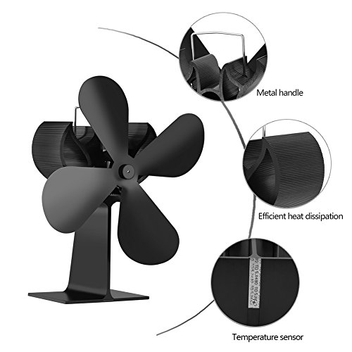 JOYOOO Ventilador de 4 palas para estufa de leña o chimenea,ecológica Ventilador de estufa calor con madera registro carbón estufa quemador funcionamiento silencioso Protección del Medio Ambiente