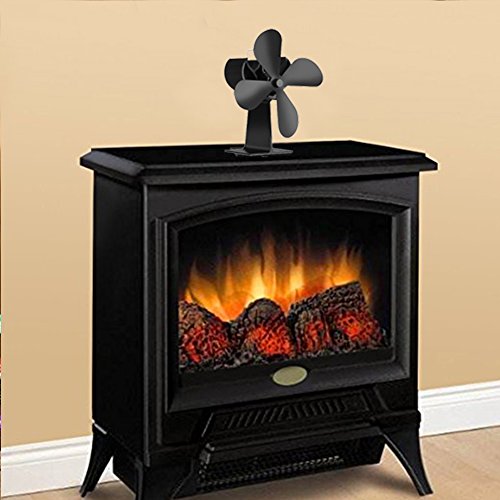 JOYOOO Ventilador de 4 palas para estufa de leña o chimenea,ecológica Ventilador de estufa calor con madera registro carbón estufa quemador funcionamiento silencioso Protección del Medio Ambiente