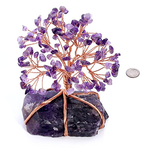 JSDDE - Árbol de la vida con piedras de cristal natural, adorno de árbol de la vida, adorno curativo de Reiki, decoración Feng Shui con piedras preciosas, vidrio, amatista