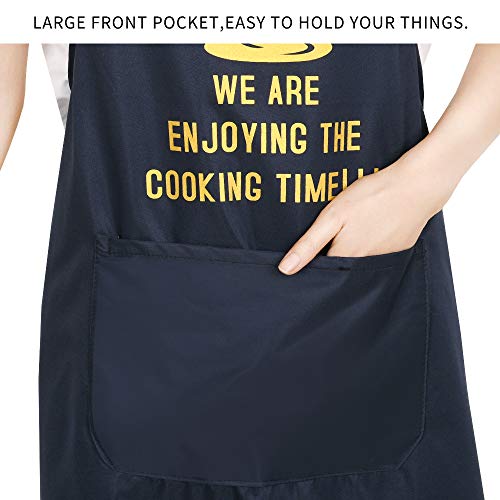 JSDing Delantal Cocina Mujer Hombre (2 Piezas) Impermeables Cocina Delantale con Bolsillo Ajustables Delantal de Cocina para Chef Carniceros Barbacoa Restaurante Bistro Escuela Universidad