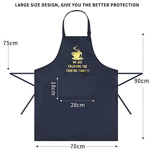 JSDing Delantal Cocina Mujer Hombre (2 Piezas) Impermeables Cocina Delantale con Bolsillo Ajustables Delantal de Cocina para Chef Carniceros Barbacoa Restaurante Bistro Escuela Universidad