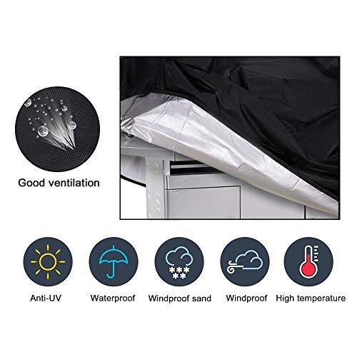 JTDEAL Funda para Barbacoa (77 * 58 cm), Redonda Cubierta de la Parrilla Impermeable, Anti-UV, Ajustable para Weber, Brinkmann, Char Broil, Holland etc - Negro