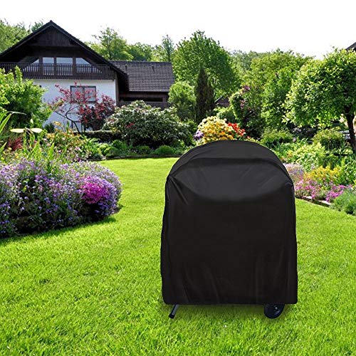 JTDEAL Funda para Barbacoa (77 * 58 cm), Redonda Cubierta de la Parrilla Impermeable, Anti-UV, Ajustable para Weber, Brinkmann, Char Broil, Holland etc - Negro