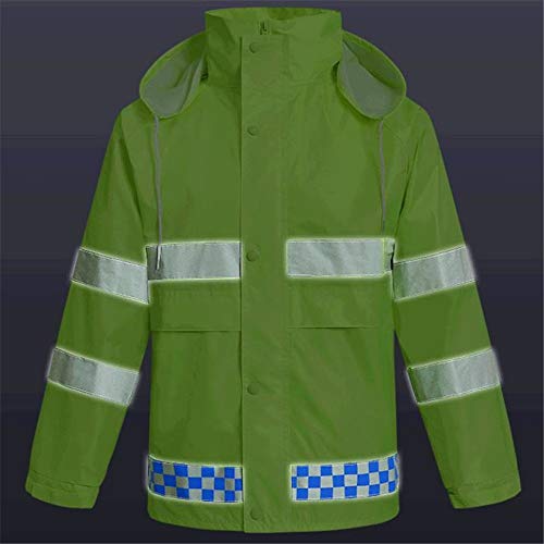 Jtoony - Chubasquero reflectante reflectante para uso al aire libre o para montar a caballo en el pie (color: verde, tamaño: XL)