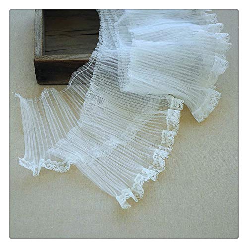 Jubaren7 Tul 3D Los plisados ​​cinta del cordón apliques de 15 cm de ancho de lujo collar de ajuste Guipure Tela de costura DIY Pasamanería vestido accesorio de vestir Fuentes de costura de bricolaje