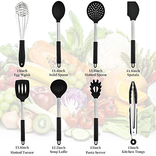 JUDT Utensilios de Cocina Silicona Herramientas de Cocina Turner Tongs Cuchara de Espátula para Utensilios de Cocina Antiadherentes Resistentes al Calor 9PCS