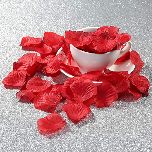 Juego 3000 pétalos de rosa,rojo Pétalos artificiales Pétalos Decoración para el matrimonio Solicitud Sorpresa Boda del día de San Valentín Ambiente romántico Fiesta Nacimiento bautismo citas Streudeko