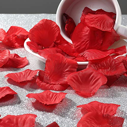 Juego 3000 pétalos de rosa,rojo Pétalos artificiales Pétalos Decoración para el matrimonio Solicitud Sorpresa Boda del día de San Valentín Ambiente romántico Fiesta Nacimiento bautismo citas Streudeko