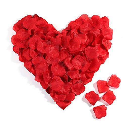 Juego 3000 pétalos de rosa,rojo Pétalos artificiales Pétalos Decoración para el matrimonio Solicitud Sorpresa Boda del día de San Valentín Ambiente romántico Fiesta Nacimiento bautismo citas Streudeko
