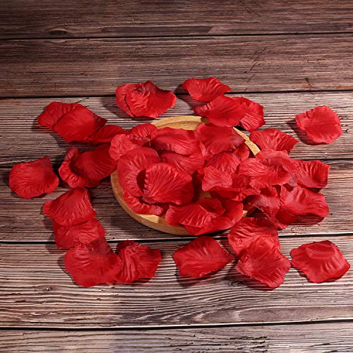 Juego 3000 pétalos de rosa,rojo Pétalos artificiales Pétalos Decoración para el matrimonio Solicitud Sorpresa Boda del día de San Valentín Ambiente romántico Fiesta Nacimiento bautismo citas Streudeko