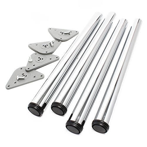 Juego 4 Patas Pies Acero Inoxidable Cromo Mesa Mueble Adjustable Regulable Altura Ø60mm 820mm