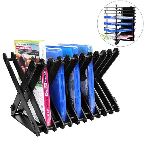 Juego CD Storage Compact Game Tower, Soporte de almacenamiento de disco plegable Soporte de soporte CD / DVD Storage Rack para PS4, PS4 Pro, Xbox one, Xbox 360, DVD, PS4 y Xbox Video Games