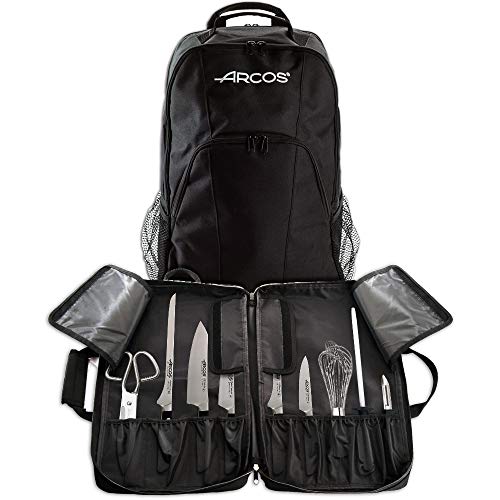 Juego Cuchillos de Cocina Profesional Arcos Manhattan con Mochila y Bolsa Porta Cuchillos (Edición Especial Bricolemar Manhattan)