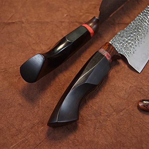 Juego Damasco cocinero cuchillo de acero de ébano VG10 de la manija Gyuto cuchillo de acero inoxidable cuchillos de cocina utensilios de cocina con la envoltura cuchillos (Color : Knife with Sheath)