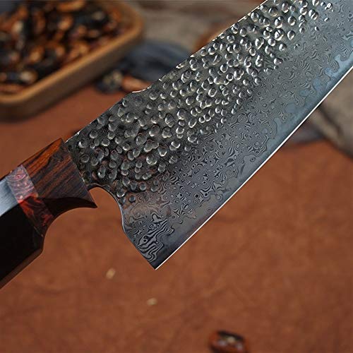Juego Damasco cocinero cuchillo de acero de ébano VG10 de la manija Gyuto cuchillo de acero inoxidable cuchillos de cocina utensilios de cocina con la envoltura cuchillos (Color : Knife with Sheath)