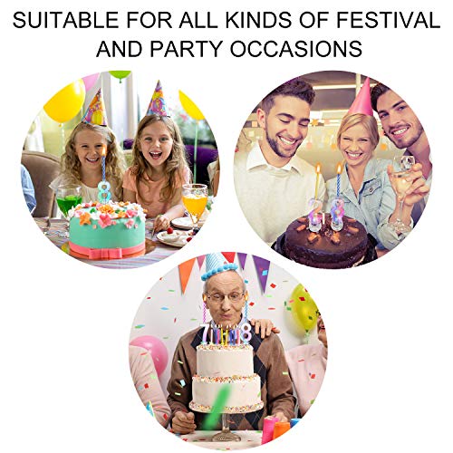 Juego de 10 Piezas Velas LED de Número de 0-9 Velas de Cumpleaños Intermitentes y 40 Piezas Velas de Cera para Fiesta de Cumpleaños (Vela Multicolor)