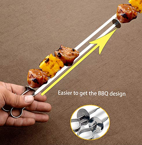 Juego de 10 pinchos para barbacoa de IMEEA Kabob de acero inoxidable de 35 cm de palillos de acero inoxidable para asar