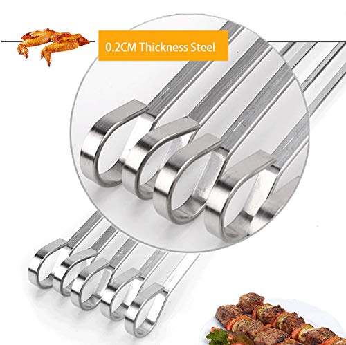 Juego de 10 pinchos para barbacoa IMEEA Kabob de metal plano para barbacoa de 45 cm de acero inoxidable