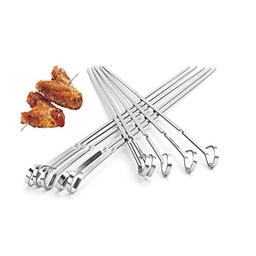Juego de 10 pinchos para barbacoa IMEEA Kabob de metal plano para barbacoa de 45 cm de acero inoxidable