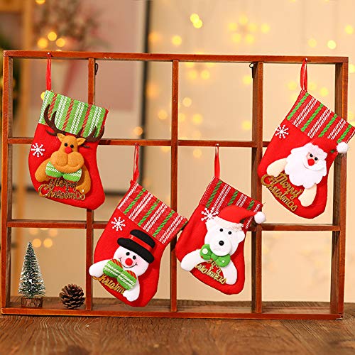 Juego de 12 medias navideñas de 6 pulgadas Medias navideñas 3D personalizadas Medias navideñas pequeñas Calcetines navideños para chimenea Calcetín colgante Mini calcetín navideño Adorno para árbol
