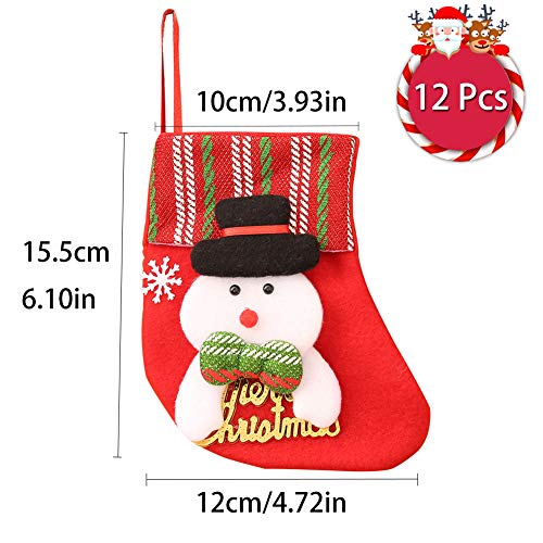 Juego de 12 medias navideñas de 6 pulgadas Medias navideñas 3D personalizadas Medias navideñas pequeñas Calcetines navideños para chimenea Calcetín colgante Mini calcetín navideño Adorno para árbol