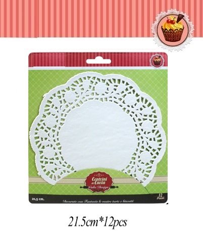Juego de 12 piezas – Blonda papel repostería pastelería Color Blanco – Diámetro 21,5 cm