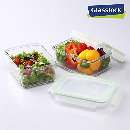 Juego de 2 Contenedores Rectangulares Glasslock 100% Herméticos en Vidrio Templado, Recambios para Bolsas Térmicas, Capacidad 715 ml