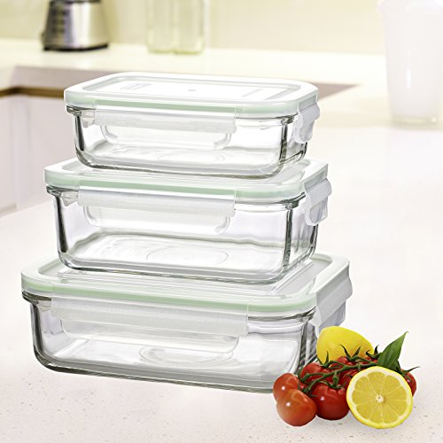 Juego de 2 Contenedores Rectangulares Glasslock 100% Herméticos en Vidrio Templado, Recambios para Bolsas Térmicas, Capacidad 715 ml