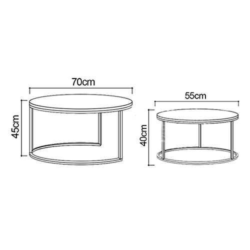 Juego de 2 Mesas Nido Mesa Redonda de Café Lateral Moderna Tabla de Imitación de Mármol y Las Piernas del Metal Muebles for La Sala Decoración