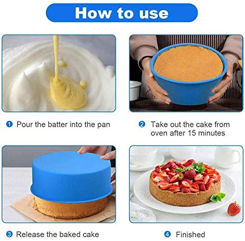 Juego de 2 moldes de silicona redondos para tartas, Capas de Pastel Moldes Redondos de Silicona Cake Pan Hornear Molde Placa de Pizza DIY Molde Herramientas Redondas 8”