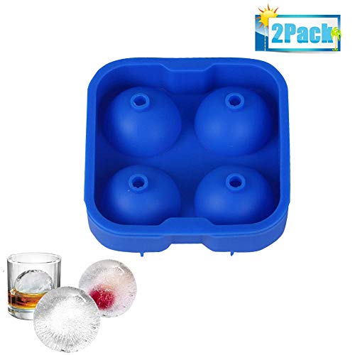Juego de 2 Moldes de Silicona Suave de Calidad Alimentaria Fabricante de Baúl de Hielo Whiskey Grande para Mantener la Bebida Fría sin BPA,Azul