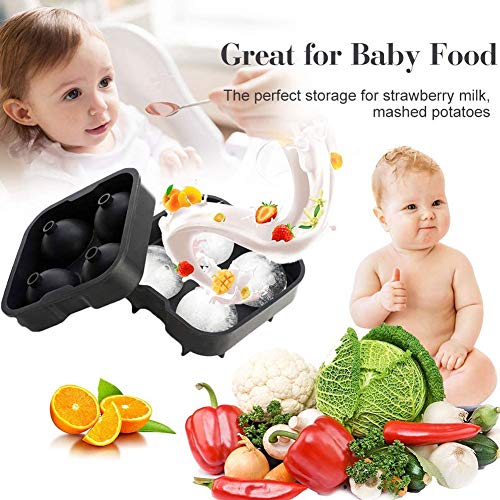 Juego de 2 Moldes de Silicona Suave de Calidad Alimentaria Fabricante de Baúl de Hielo Whiskey Grande para Mantener la Bebida Fría sin BPA,Negro