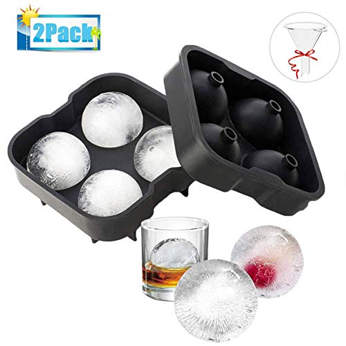 Juego de 2 Moldes de Silicona Suave de Calidad Alimentaria Fabricante de Baúl de Hielo Whiskey Grande para Mantener la Bebida Fría sin BPA,Negro