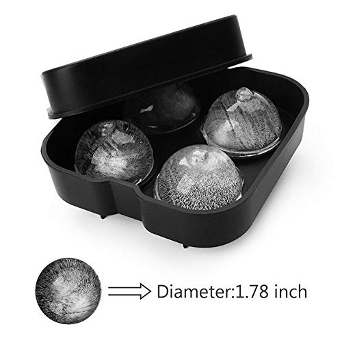 Juego de 2 Moldes de Silicona Suave de Calidad Alimentaria Fabricante de Baúl de Hielo Whiskey Grande para Mantener la Bebida Fría sin BPA,Negro