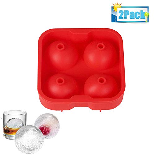 Juego de 2 Moldes de Silicona Suave de Calidad Alimentaria Fabricante de Baúl de Hielo Whiskey Grande para Mantener la Bebida Fría sin BPA,Rojo