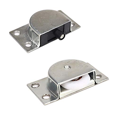 Juego de 2 ruedas para puerta corredera para muebles (4 piezas), rueda de rodillo resistente, kit de panel de guías de puerta, rodillos de acero inoxidable, ruedas deslizantes