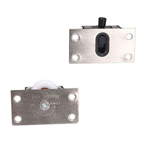 Juego de 2 ruedas para puerta corredera para muebles (4 piezas), rueda de rodillo resistente, kit de panel de guías de puerta, rodillos de acero inoxidable, ruedas deslizantes