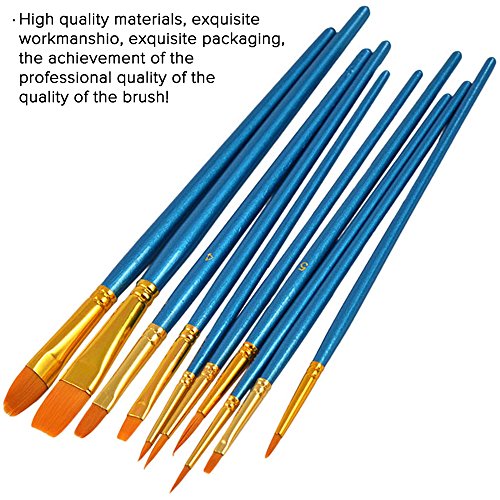 Juego de 20 pinceles para pintar con 2 piezas de paletas de pintura en bandeja, forma redonda y elíptica, FineGood Pincel de punta redonda para pintar para niños, para principiantes - Marrón