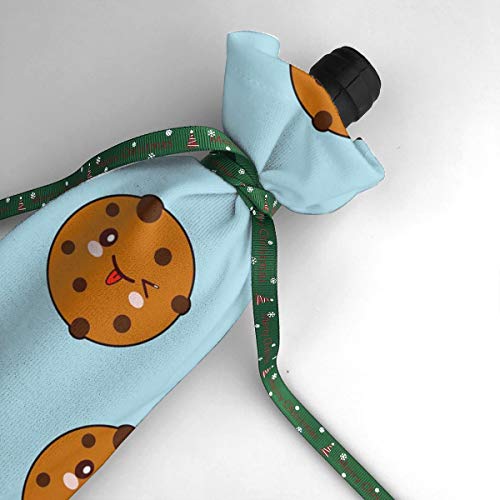 Juego de 3 bolsas de botella de vino – perfecto para regalos de vino de Navidad y otros – Ideal para decoración de fiestas de Navidad – Galletas de chocolate con chips