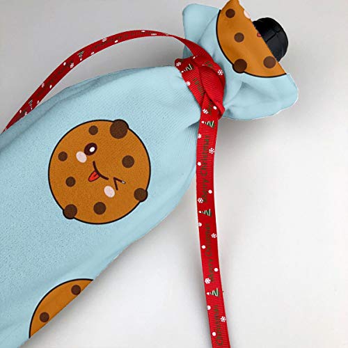 Juego de 3 bolsas de botella de vino – perfecto para regalos de vino de Navidad y otros – Ideal para decoración de fiestas de Navidad – Galletas de chocolate con chips