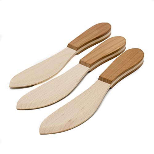 Juego de 3 cuchillos de mantequilla de madera
