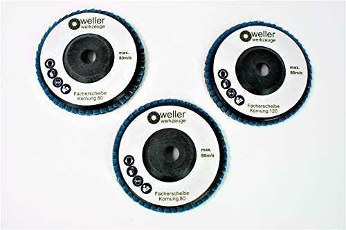 Juego de 3 discos de láminas (grano: 60/80/120, para Bosch GWS 10,8 10 8 12V 12 76)