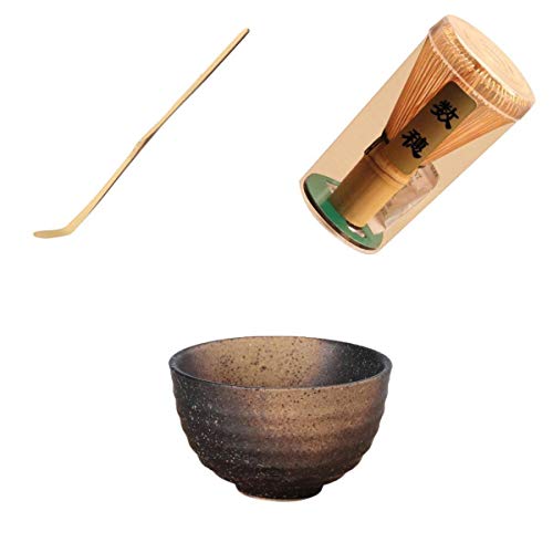 Juego De 3 Menaje Para Té Japonés- Chasen Whisk, Matcha Teascoop, Kit De Tazón De Cerámica Para El Té