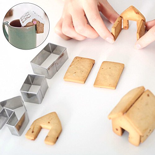 Juego de 3 moldes para galletas de casa de Navidad, mini cortadores de galletas de acero inoxidable, para chocolate, casita pequeña, herramientas de decoración para hornear