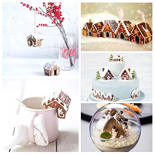 Juego de 3 moldes para galletas de casa de Navidad, mini cortadores de galletas de acero inoxidable, para chocolate, casita pequeña, herramientas de decoración para hornear
