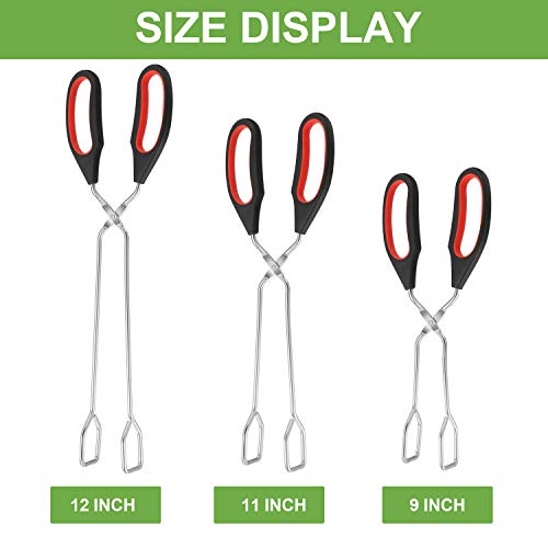 Juego de 3 pinzas de tijera para cocinar pan y comida, pinzas para asar barbacoa, herramienta para voltear alimentos, 9/11/ 12 pulgadas