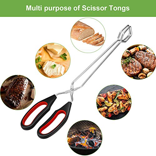 Juego de 3 pinzas de tijera para cocinar pan y comida, pinzas para asar barbacoa, herramienta para voltear alimentos, 9/11/ 12 pulgadas