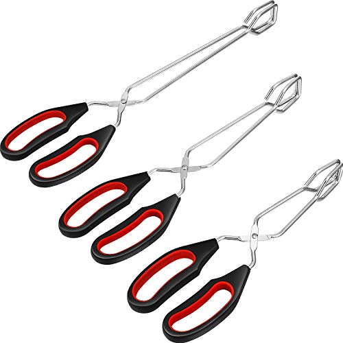 Juego de 3 pinzas de tijera para cocinar pan y comida, pinzas para asar barbacoa, herramienta para voltear alimentos, 9/11/ 12 pulgadas