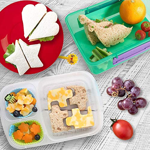 Juego de 31 Moldes para Galletas, Mini Cortadores de Acero Inoxidable para Galleta Sushi Fruta Cortador de Verduras, Moldes animales para Cortar Frutas con 1 cepillo + 10 Dibujos animados Palillo