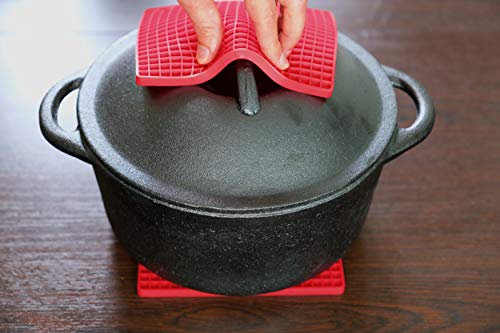 Juego de 4 Manoplas de Silicona para Horno, Resistentes al Calor, Antideslizantes, con Textura - Rojo
